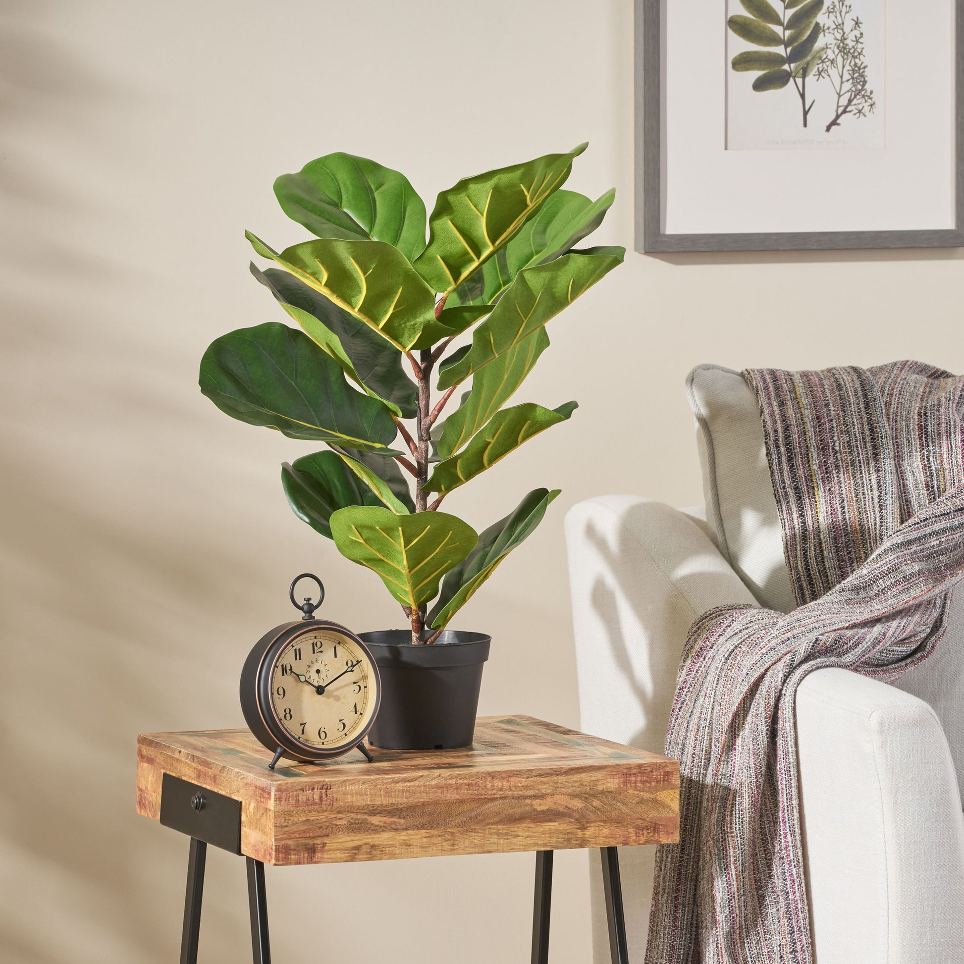plastic fiddle leaf fig 65Cm Artificial Fiddle Leaf Fig Tree Green Iron Plastic