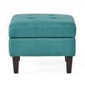 Storage Ottoman Teal Wood Fabric