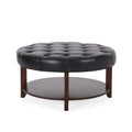 Round Ottoman Black Pu