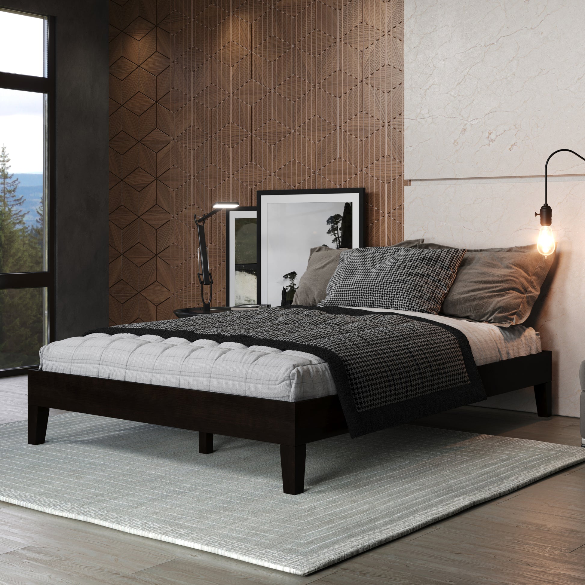 Nix Full Platform Bed Black Full Black Wood