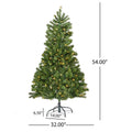 4.5' Hinged Tree With 200 Clear Lights Ul,Dia:32 Green Pvc