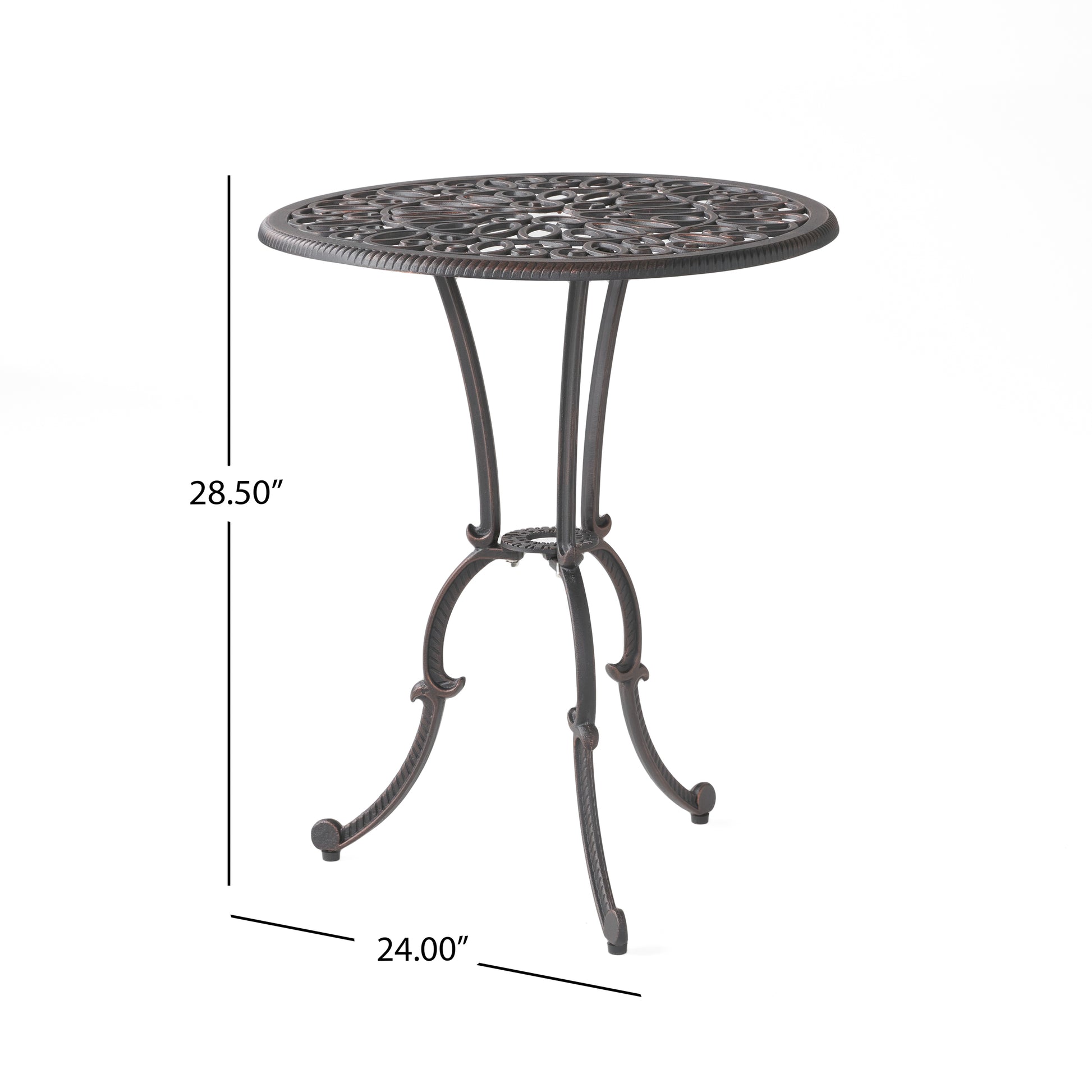 Charleston 3Pc Cast Bistro Set Copper Aluminium
