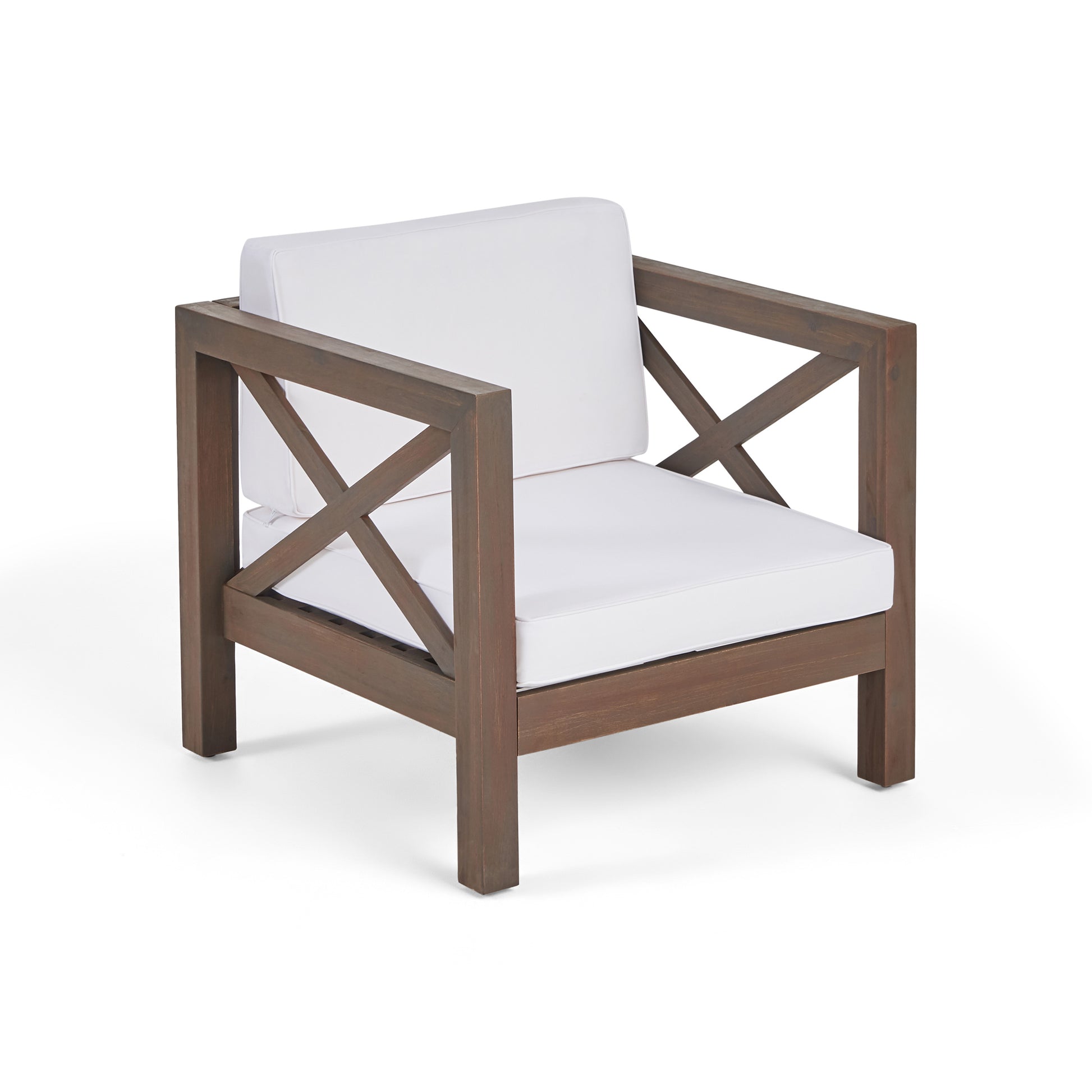 Brava Club Chair Grey White Wood Waterproof Fabric