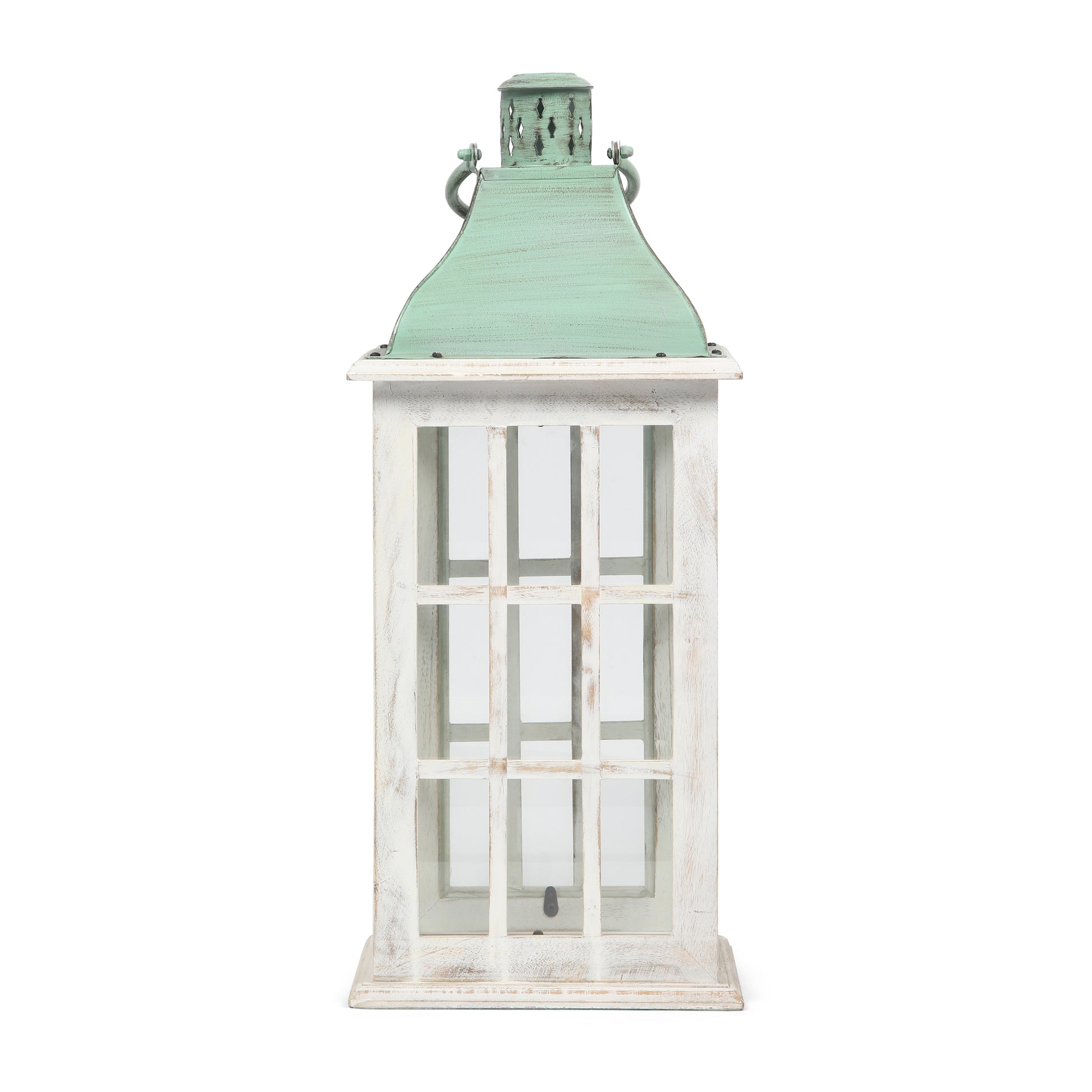 Small Lantern White Green Wood