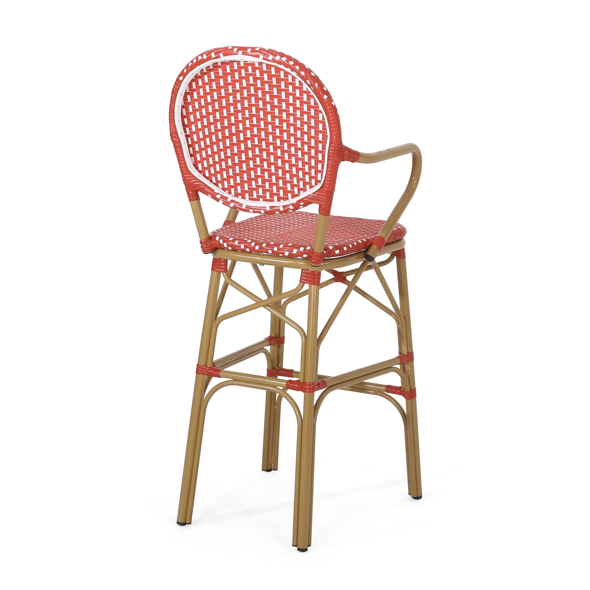 Barstool Red Plaid Wicker