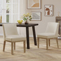 Dining Chair Mp2 Set Of 2 Beige Solid Wood Mdf