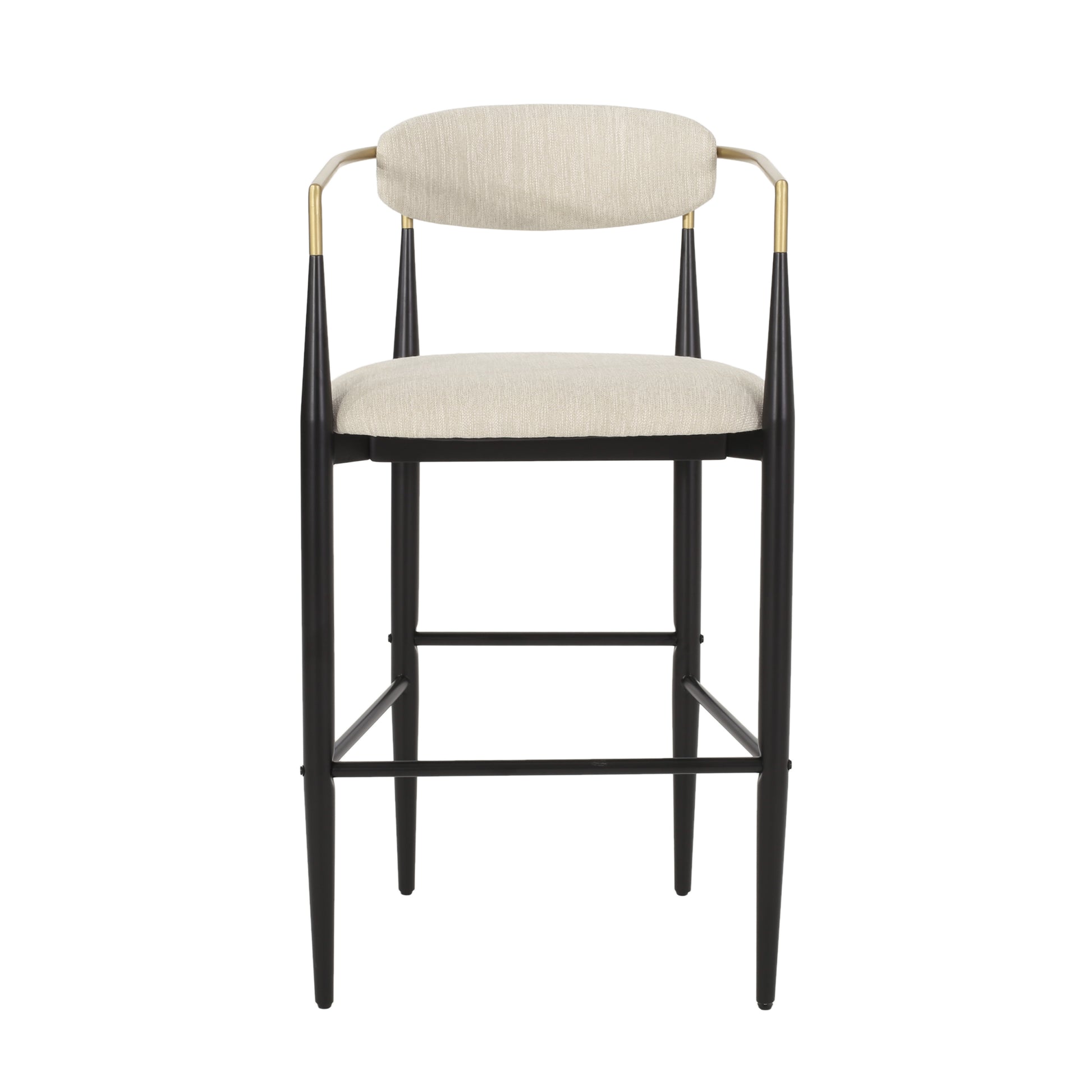 Barstool Set Of 2 Beige Brown Leather