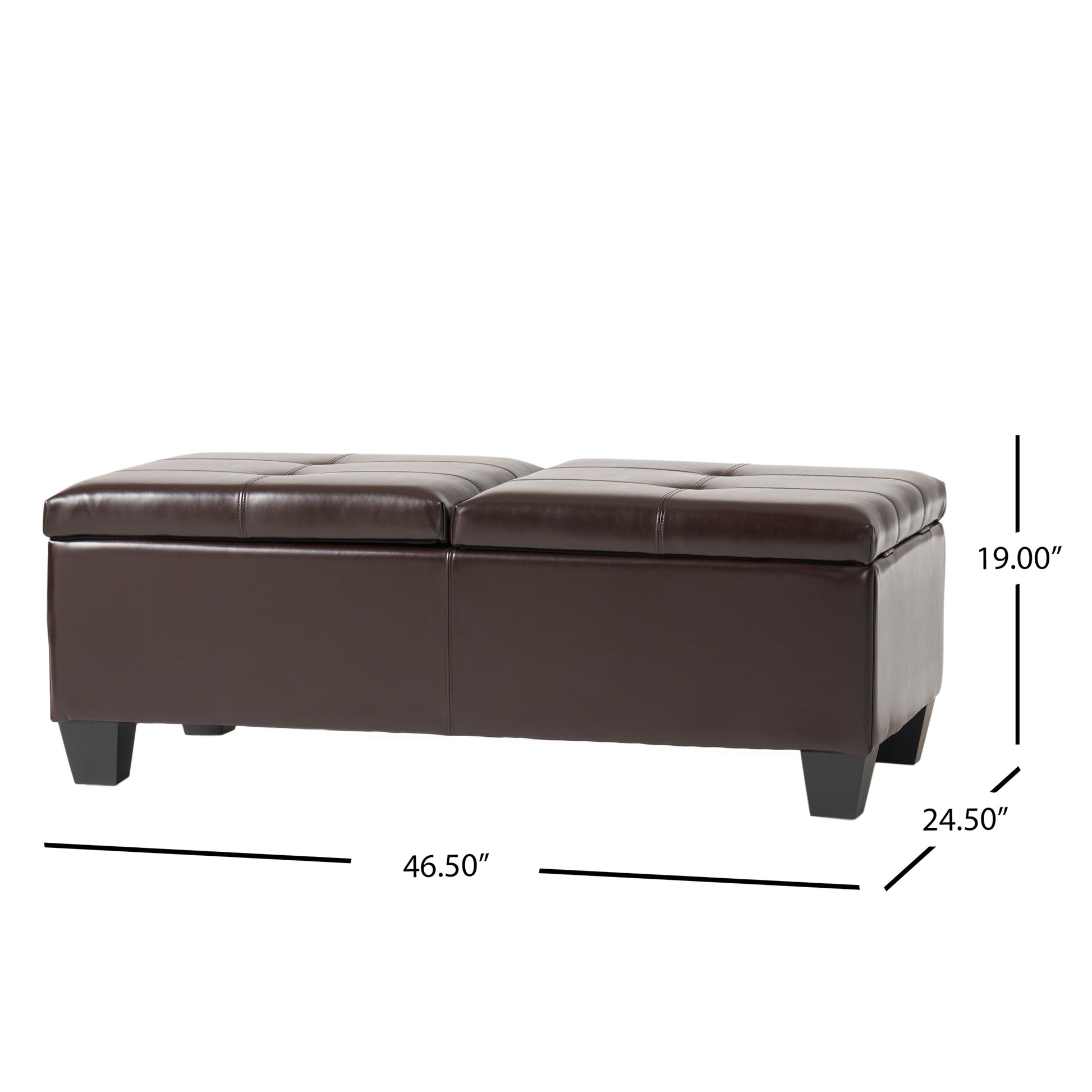 Alfred Ottoman Dbl Top Brown Pu Leather