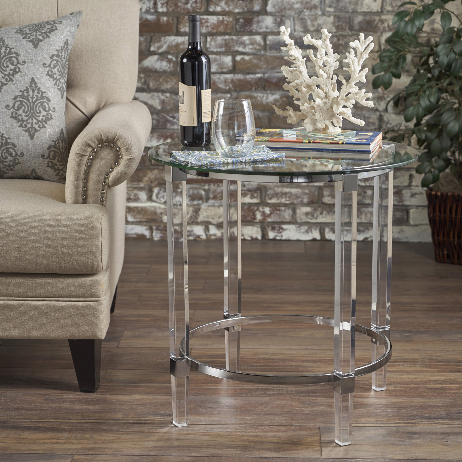 Round End Table Clear Glass