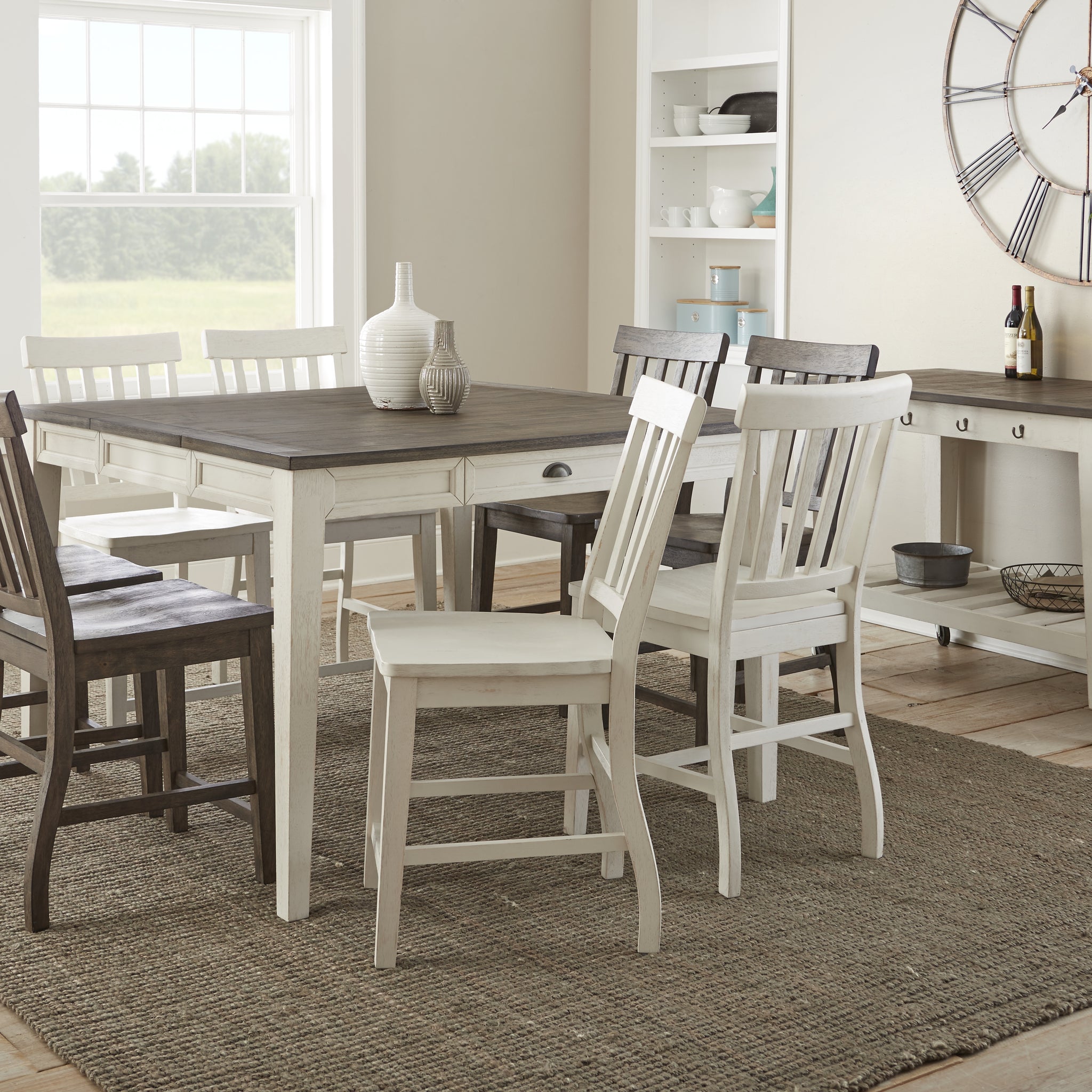 Cayla 9 Piece Counter Height Dining Set White White Wood