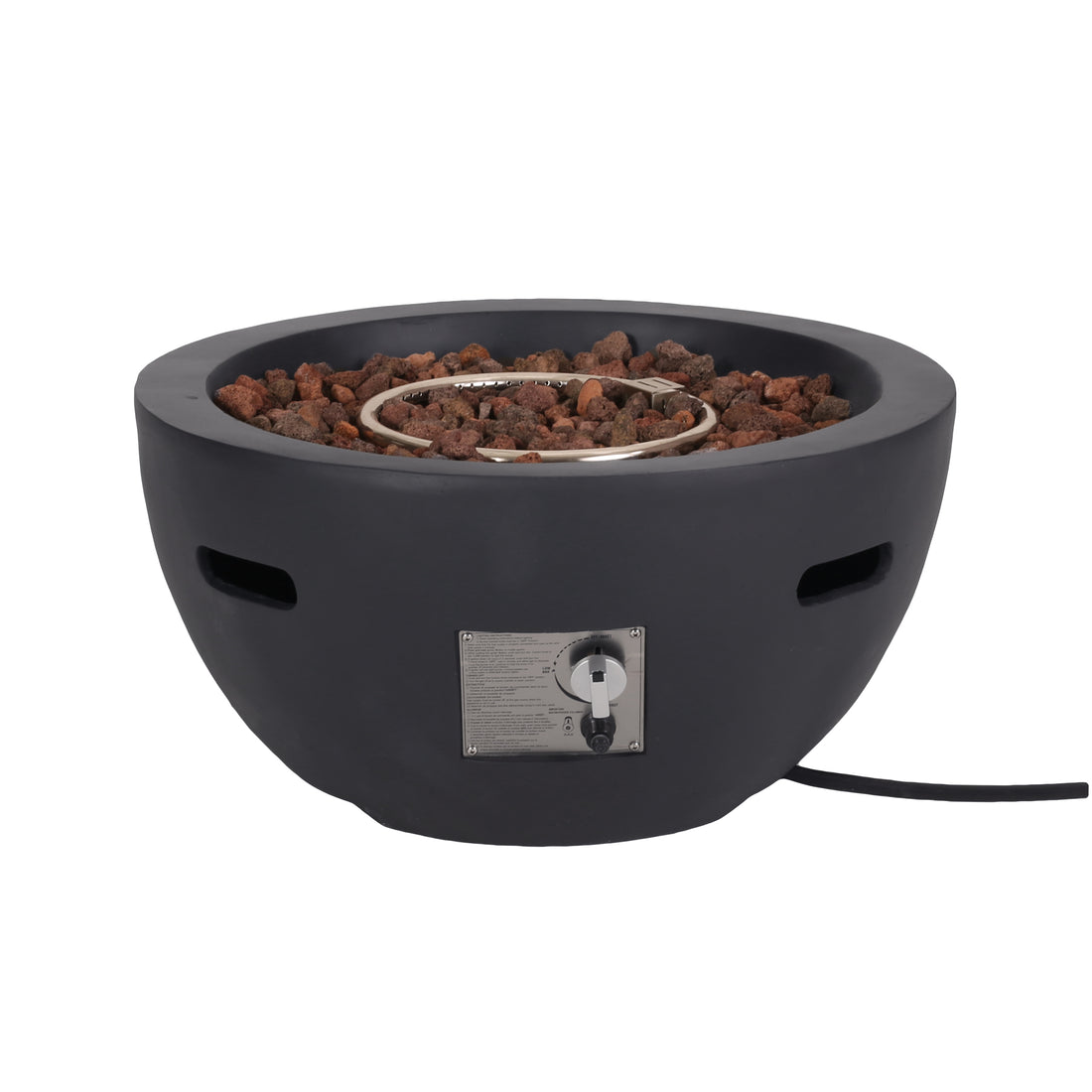 27" Bowl Shaped Mgo 40,000 Btu Propane Fire Pit, Dark Grey Tank Cover Not Included Dark Grey Magnesium Oxide