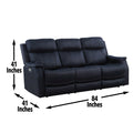 Valencia 3 Piece Dual Power Reclining Living Room Set Black Blue Faux Leather