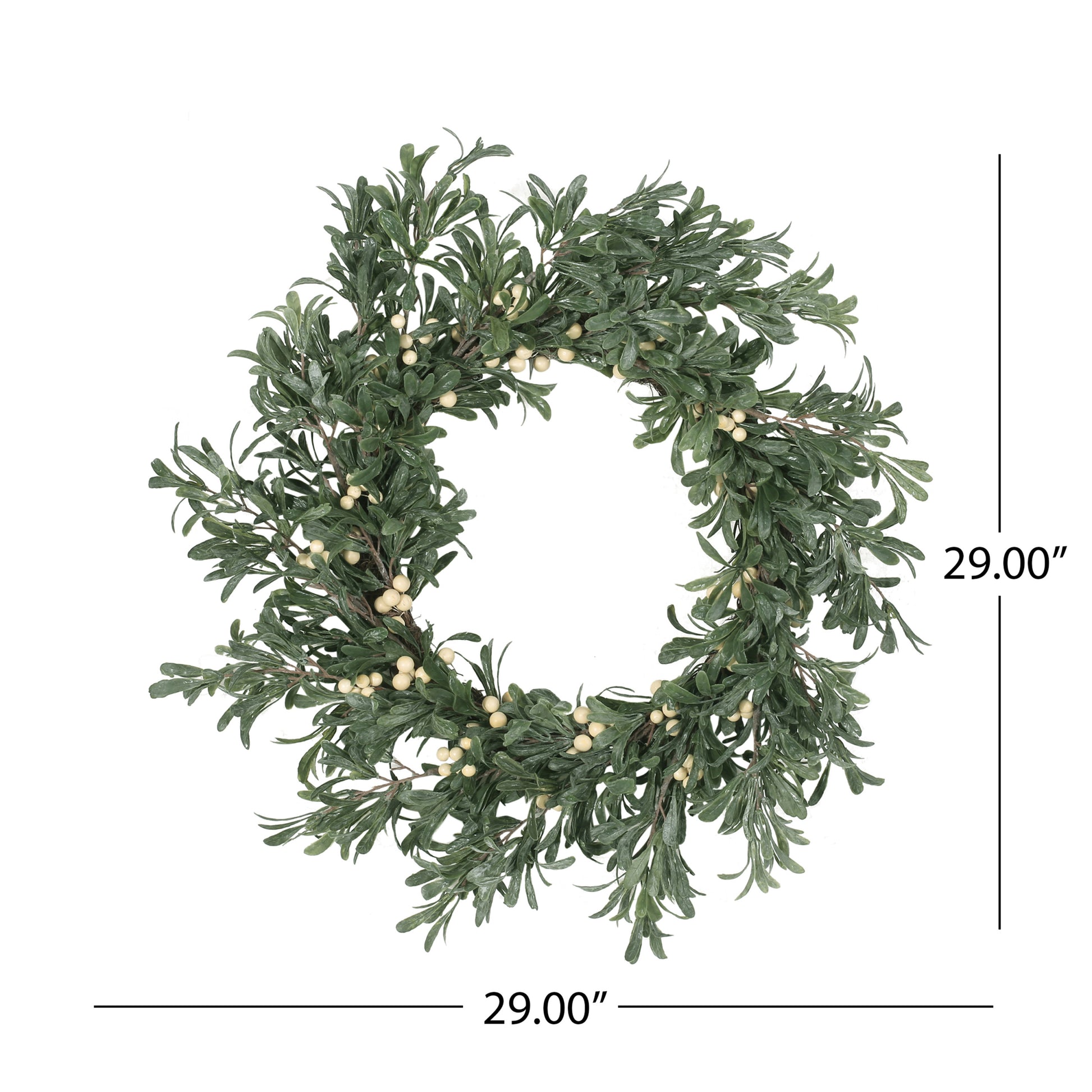 29" Snowberry Wreath White Green Plastic