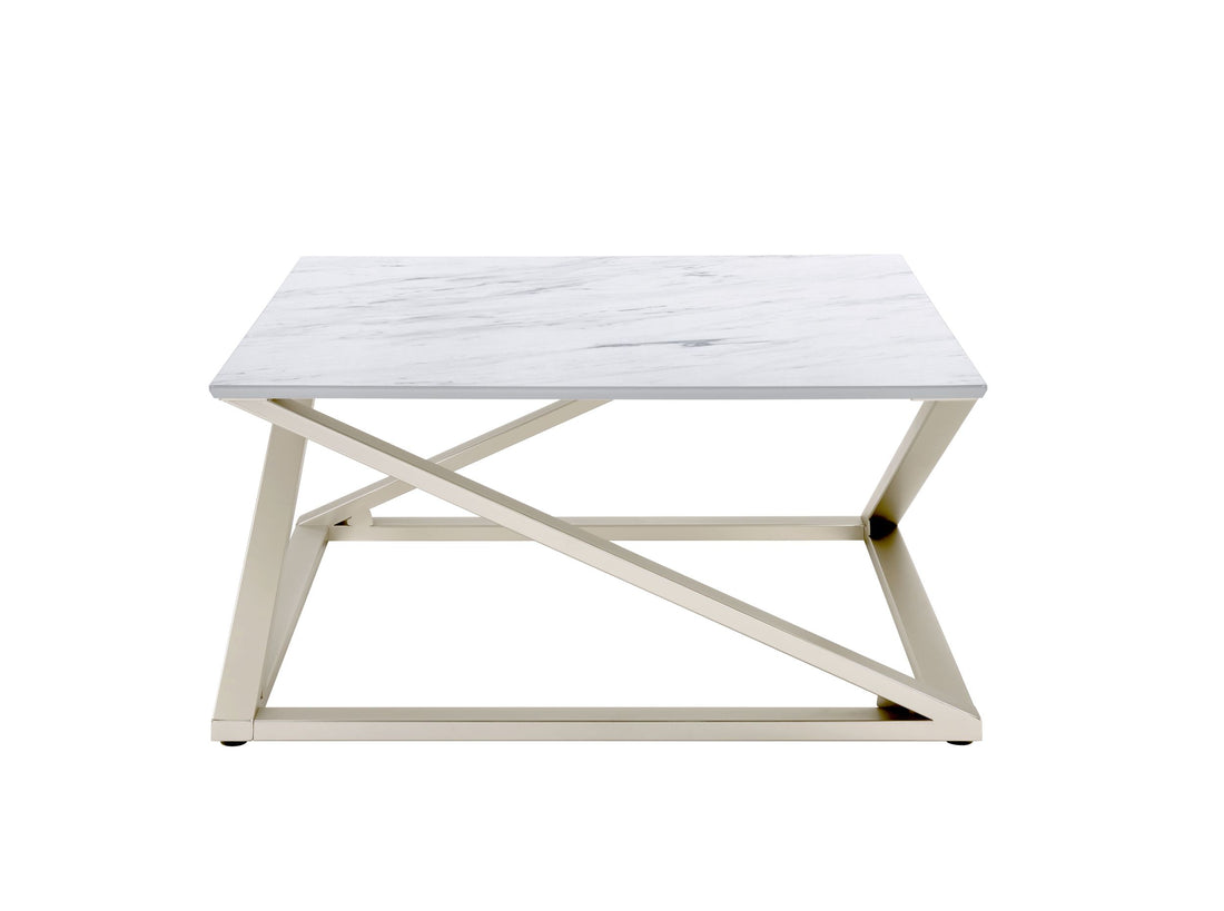 Zurich Faux White Marble Top White White Wood