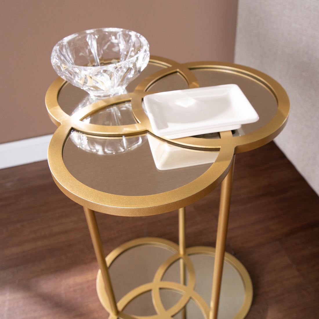 Shirland Geometric Accent Table Gold Iron
