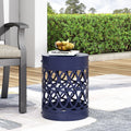 Outdoor Metal End Table Large Navy Blue Iron