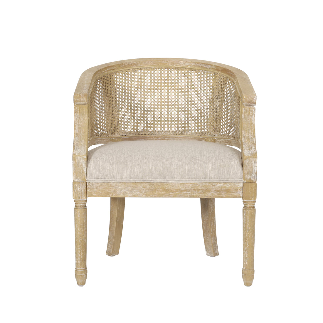 Accent Chair Beige Natural Rubber Wood