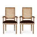 Dining Chair 2Pcs Set Brown Rubber Wood