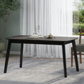 Dining Table Black Solid Wood Mdf