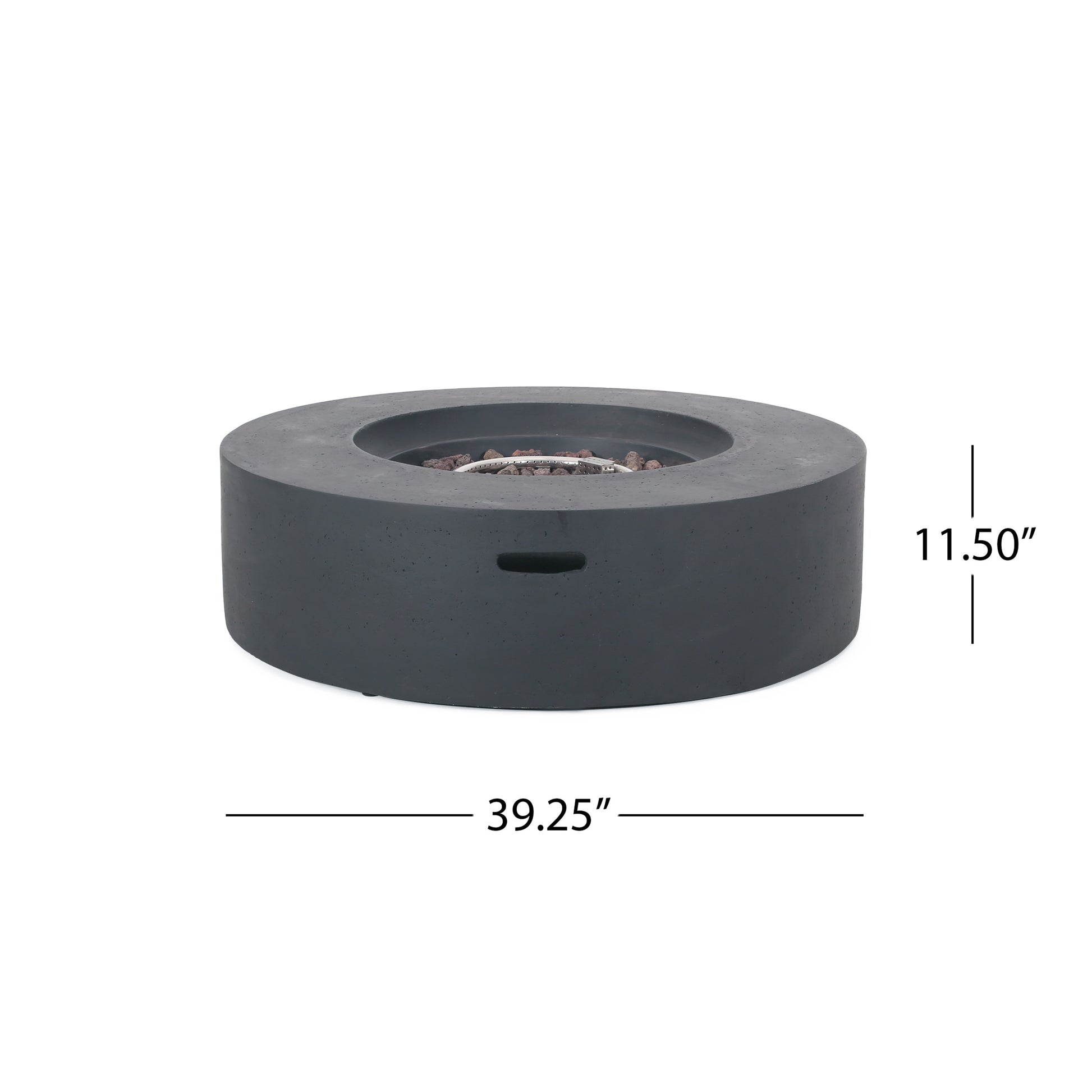 50 000 Btu Round Mgo Fire Table Tank Outside Dark Grey Magnesium Oxide