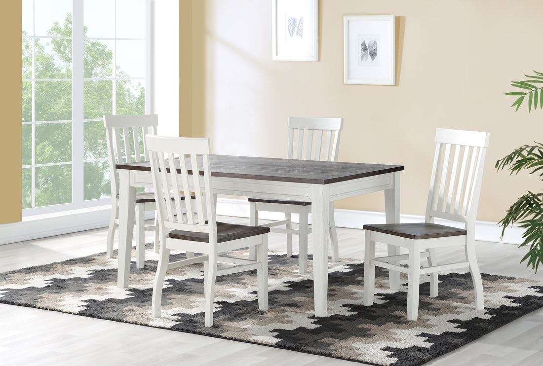 Caylie 5 Piece Dining Set White White Wood