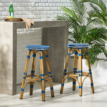 Barstool Navy Blue Wicker