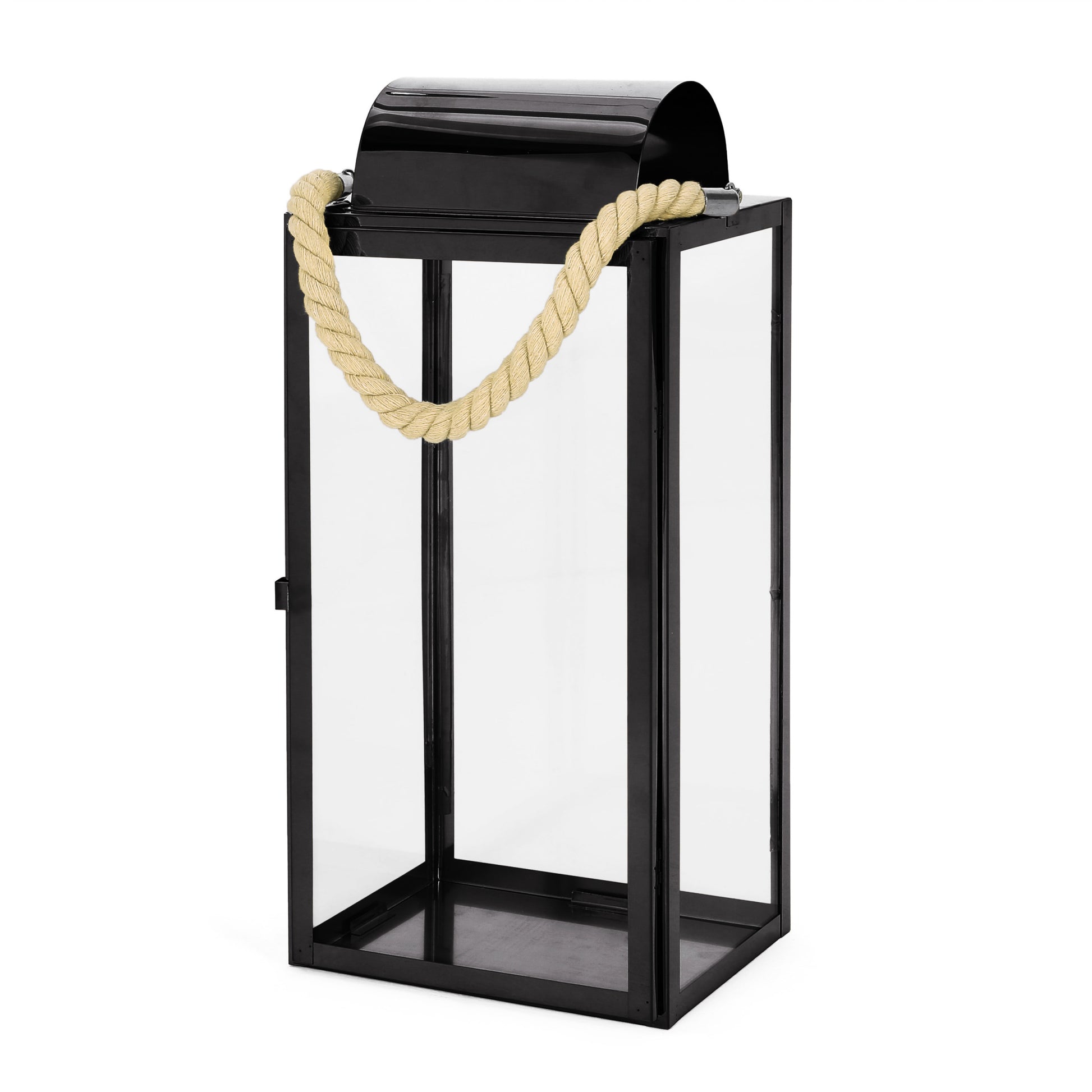 Larry 19"H Stainless Steel Lantern Black Stainless Steel