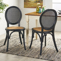 Dining Chair Mp2 Set Of 2 Matte Black Rattan