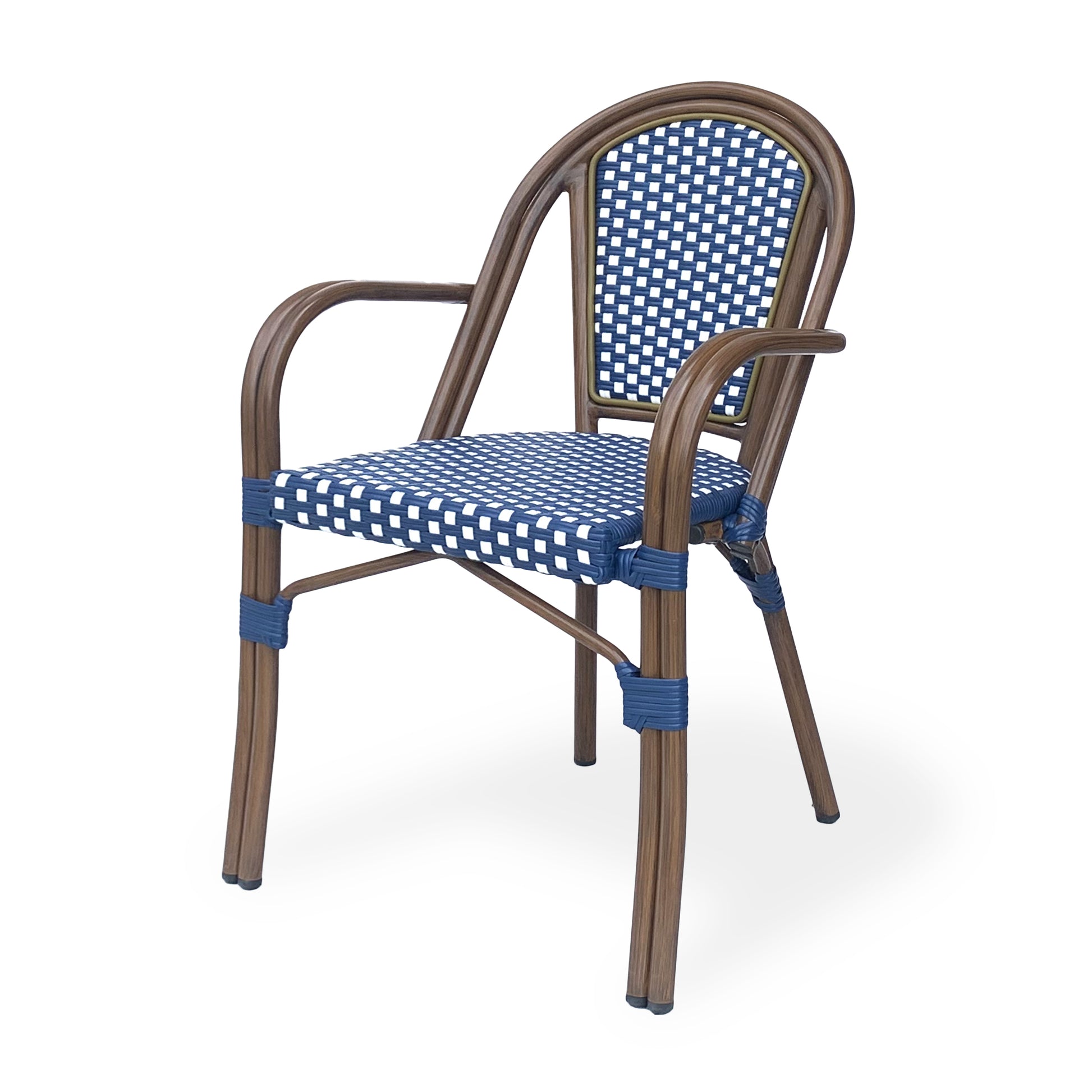 Bistro Chair White Navy Rattan