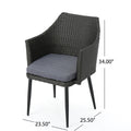 Kennethchair Grey Pe Rattan Iron Waterproof Fabric