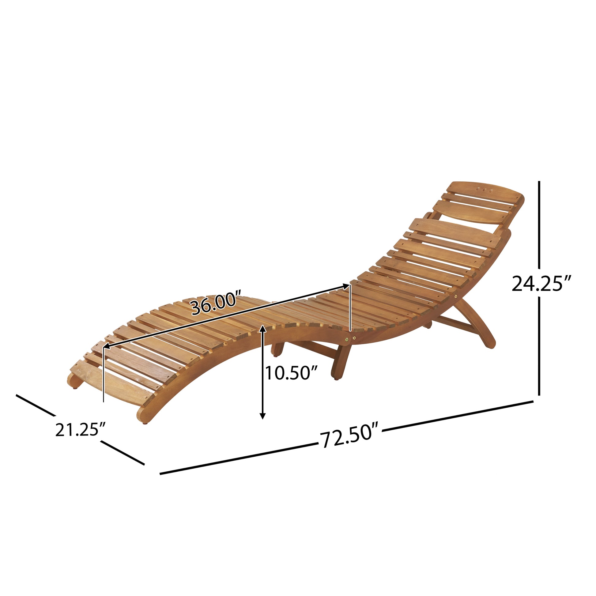 Lahaina Wood Foldable Chaise Lounge Brown Wood