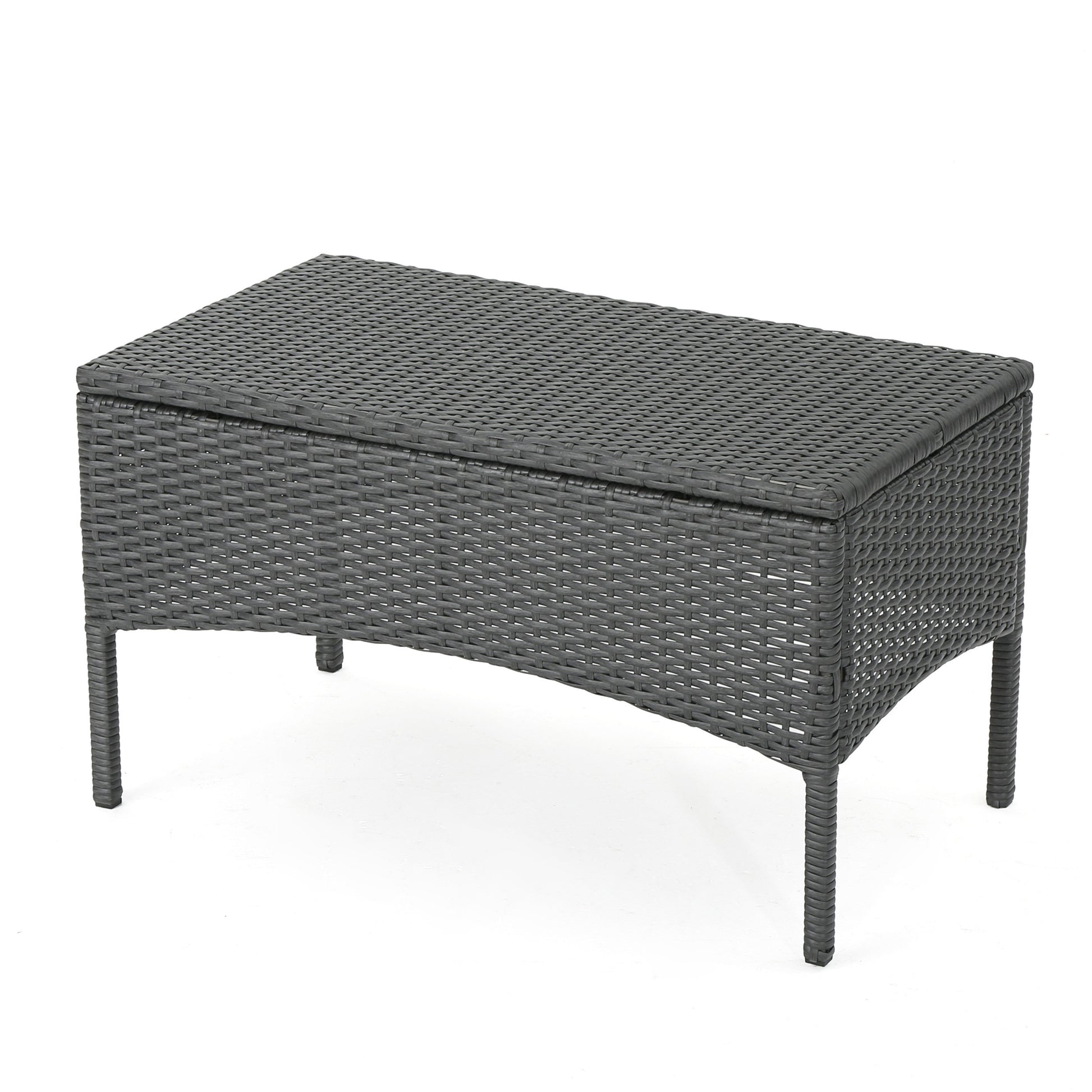 Cordoba Kd Wicker 4 Pc Chat Set Grey Pe Rattan Iron Waterproof Fabric