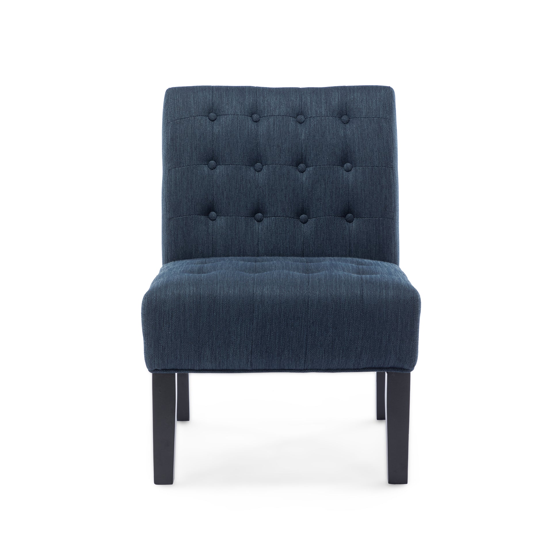 Accent Chair Set Of 2 Pcs Navy Blue Fabric