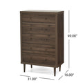 Nordic 5 Drawer Chest Walnut Mdf