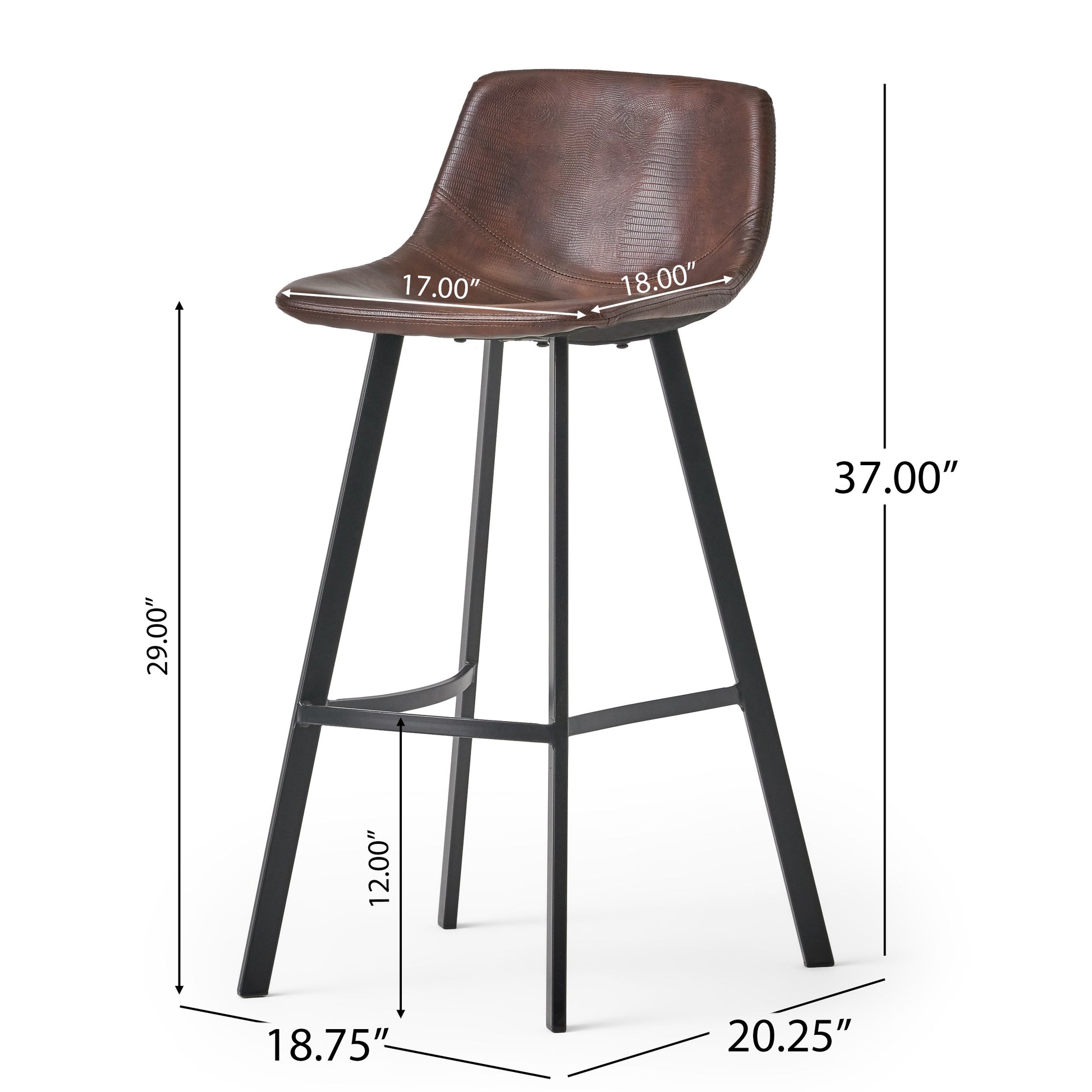 Set Of 2 30" Dax Faux Leather Barstool Brown Brown Set Of 2 Pu