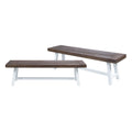 Outdoor Carlisle Benches, Sandblasted Dark Brown White Set Of 2 Brown White Acacia Wood