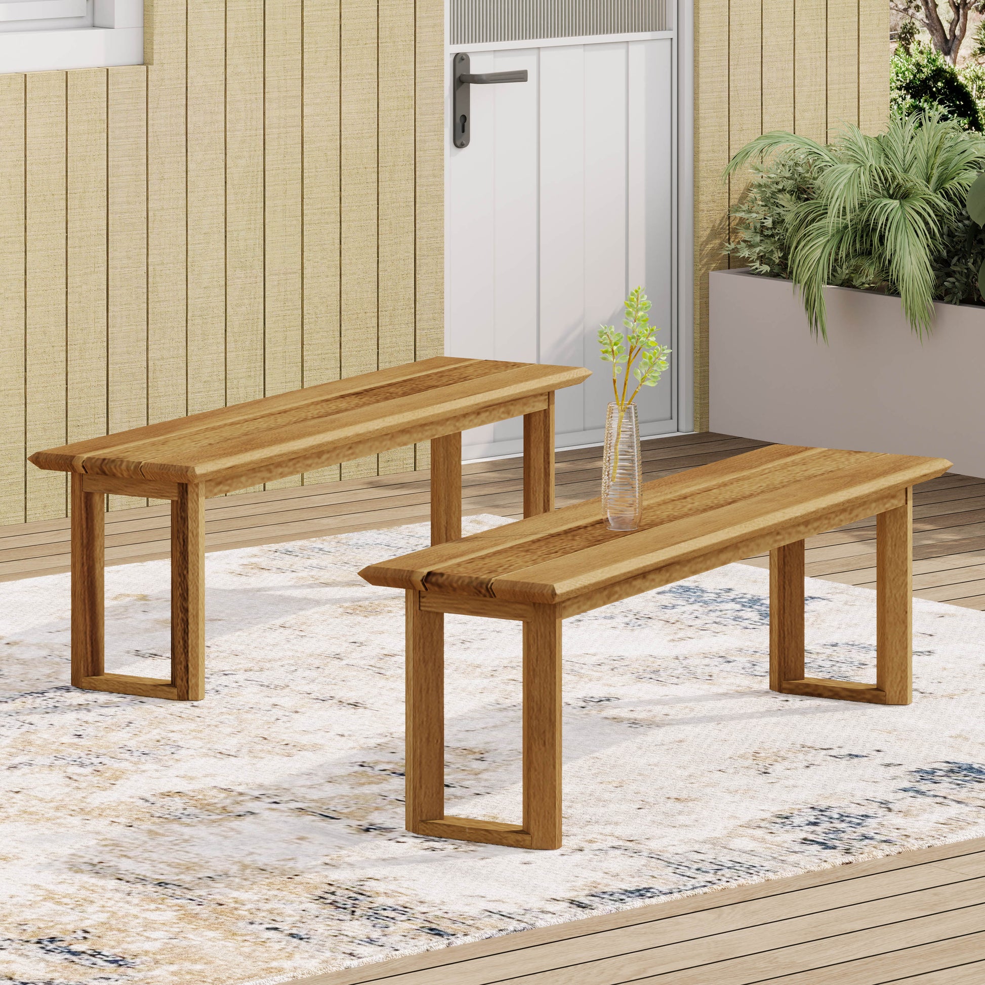 Nash Bench Set Of 2 Teak Wood