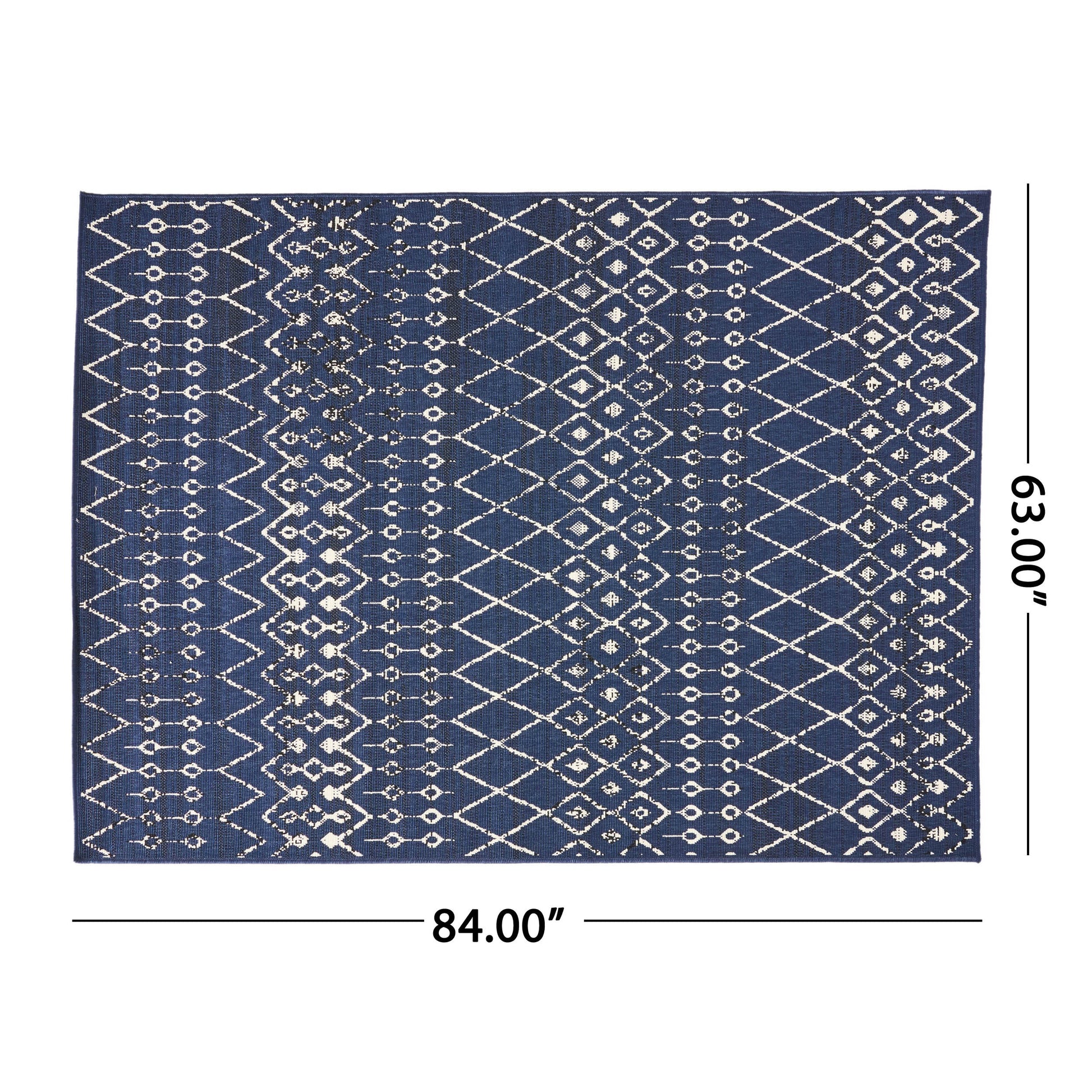 5'3"X7' Rug Navy Ivory Polypropylene