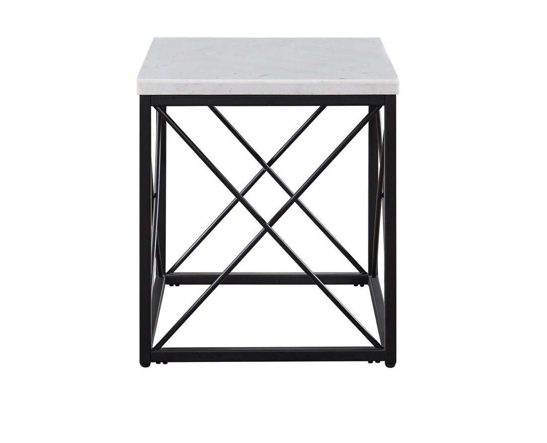 Skyler Square End Table With Marble Top White White Marble