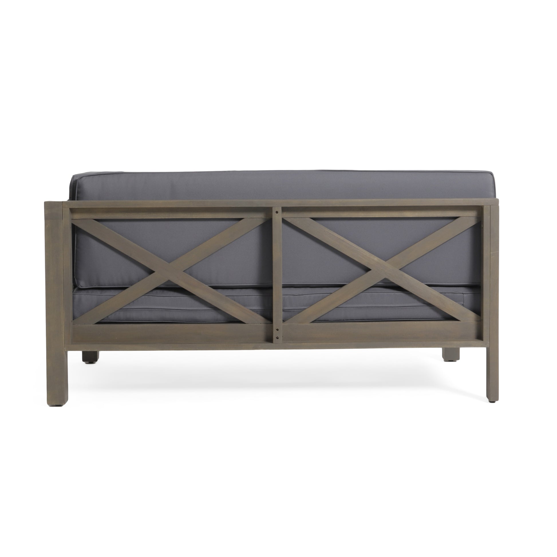 Brava X Back Corner Bench R With Coffee Table Dark Grey Acacia Wood