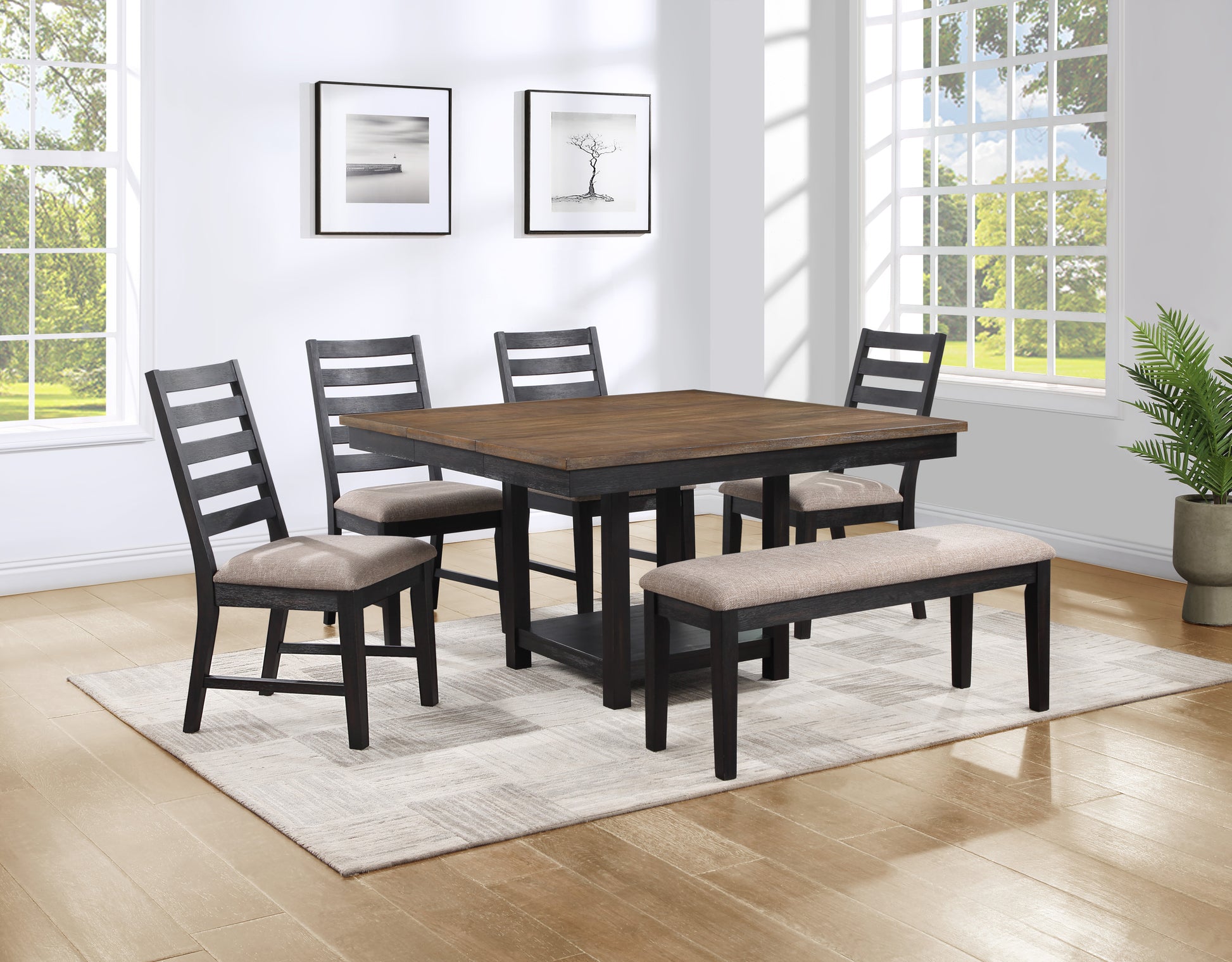 Harington 6 Piece Dining Set Black Black Fabric