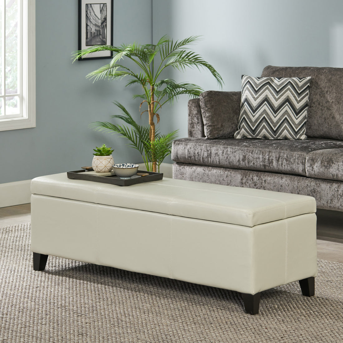 Glouster Storage Ottoman V2 Ivory Pu