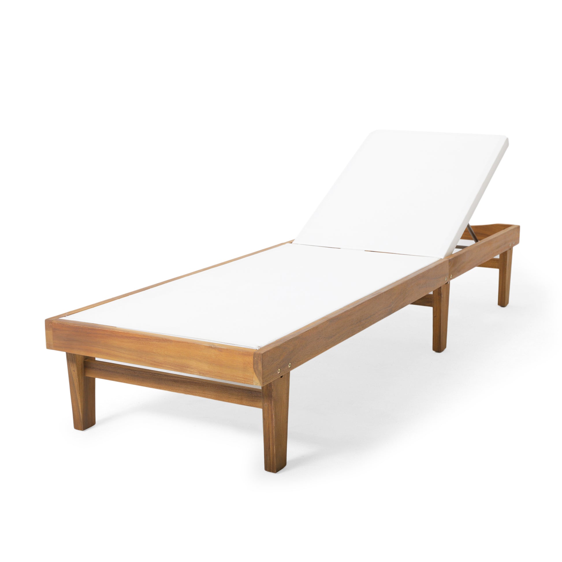 Summerland Chaise Lounge White Mesh Teak Aluminum