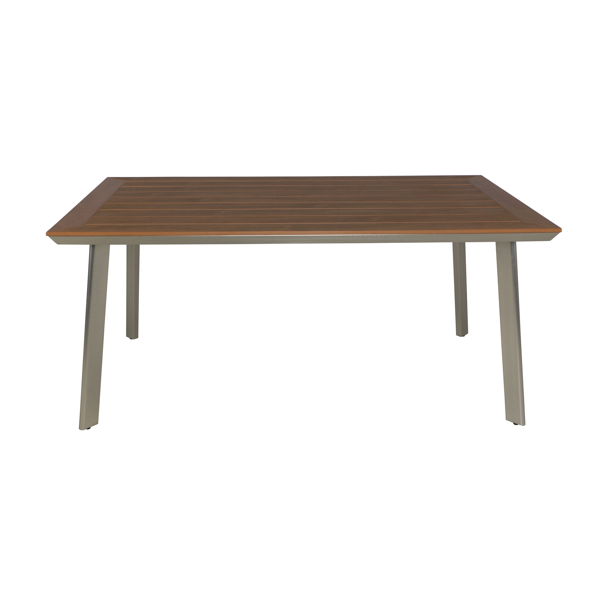 Leeds Dining Table With Faux Wood Top Silver Metal & Wood