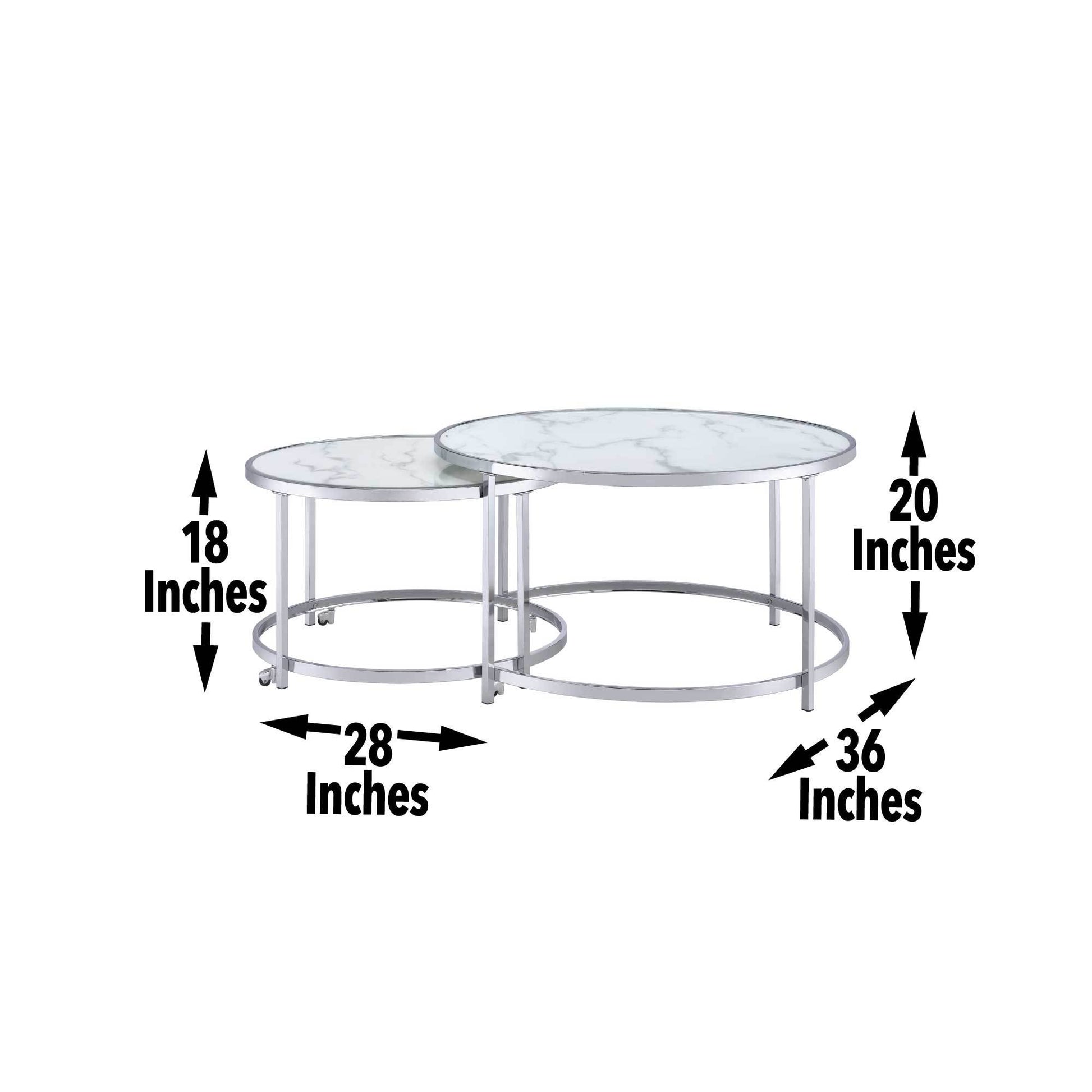 Rayne Nesting Cocktail Tables White White Stainless Steel