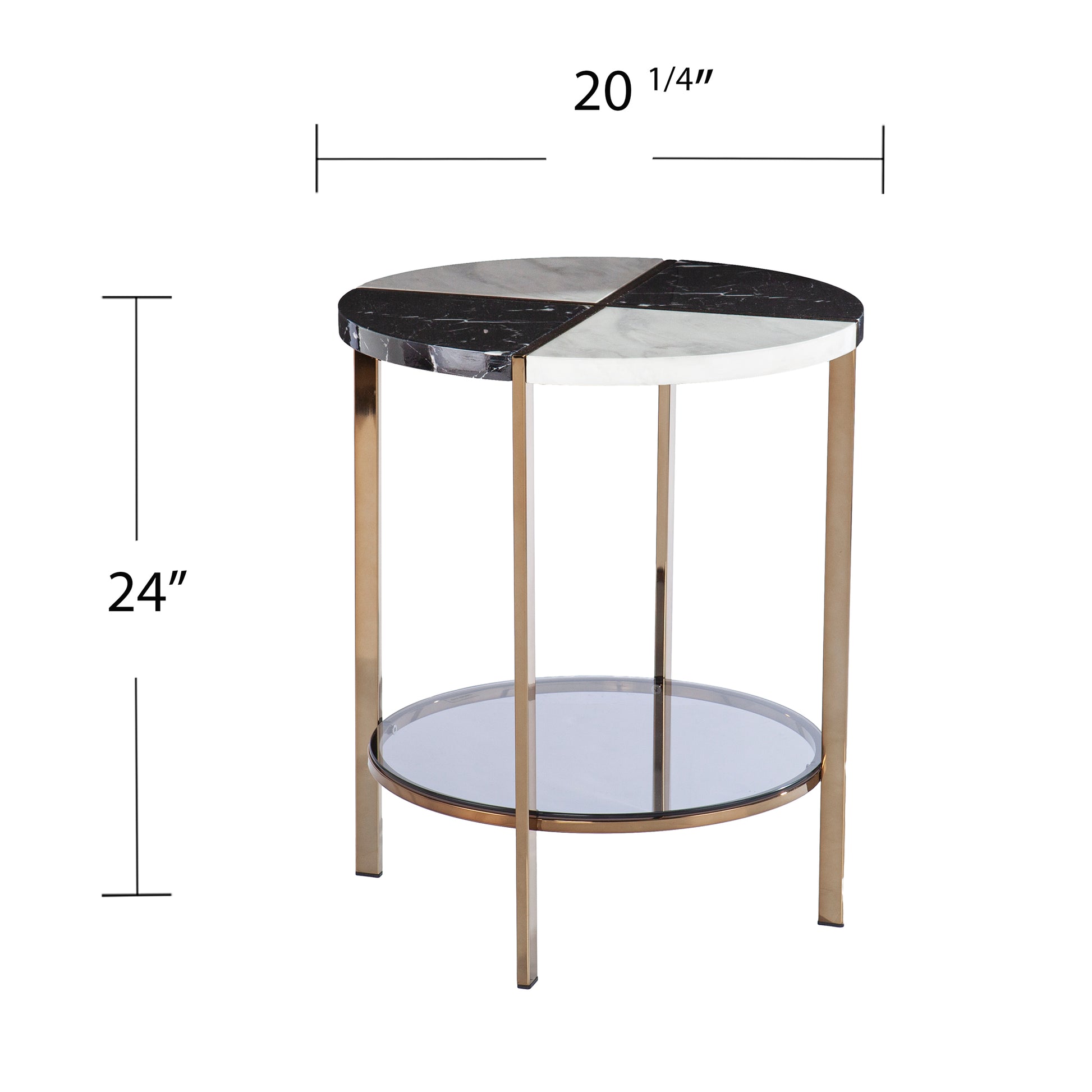 Cortinada Round Faux Marble End Table Black Iron