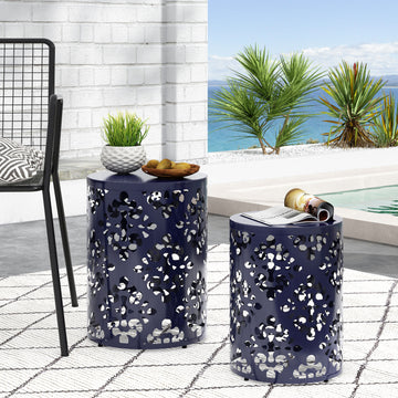 Metal S 2 End Table Navy Blue Iron