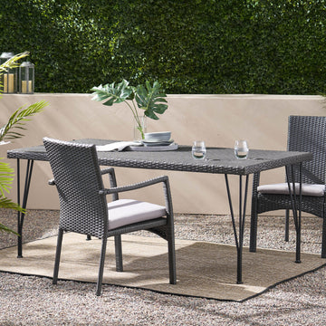 Bedford Rectangular Dining Table Grey Rattan