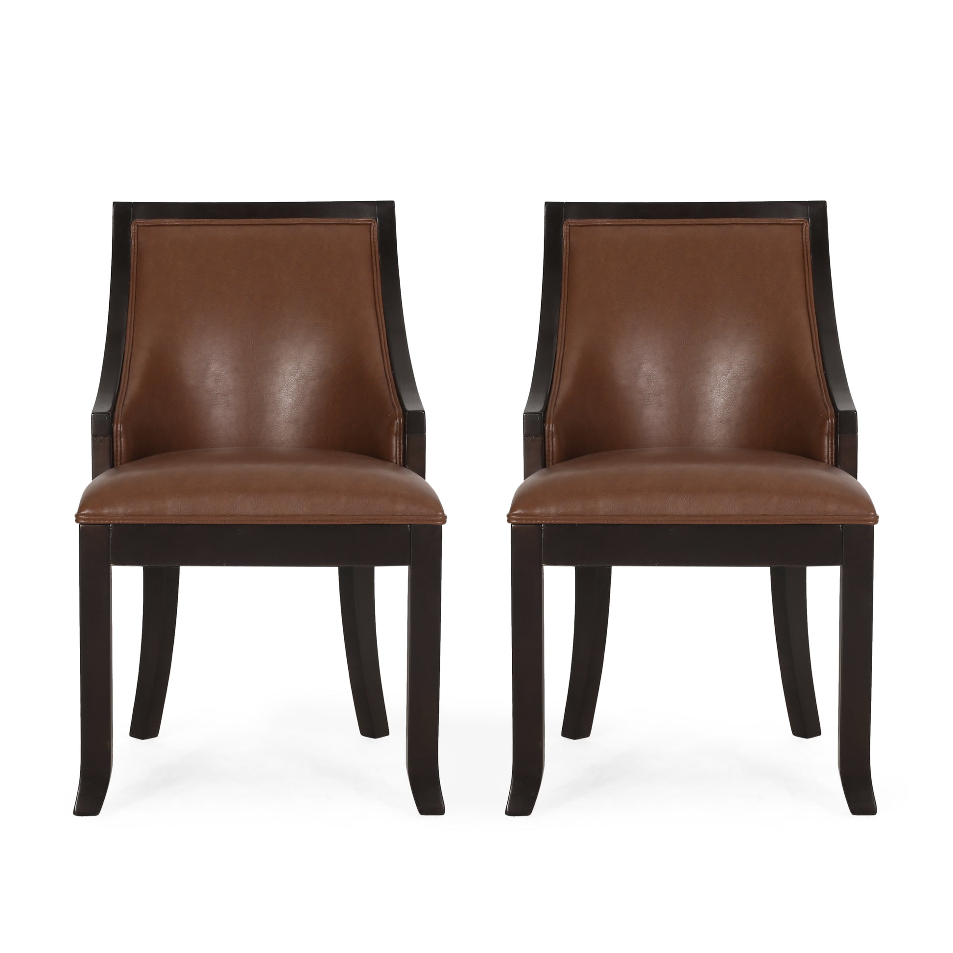 Dinning Chair Mp2 Set Of 2 Light Brown Pu