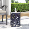 Metal End Table Large Navy Blue Iron